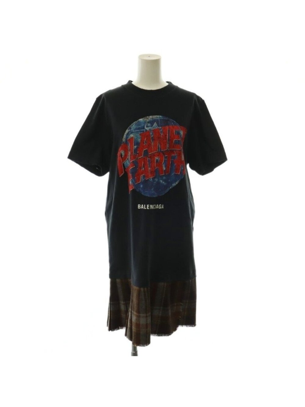 Balenciaga Planet Earth T-Shirt Docking Dress Knee-Length Short Sleeve 38